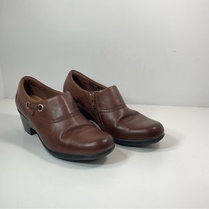 Clarks Womens Size 8.5 M Genette Danby Shooties Brown Leather Inner Zip Bootie